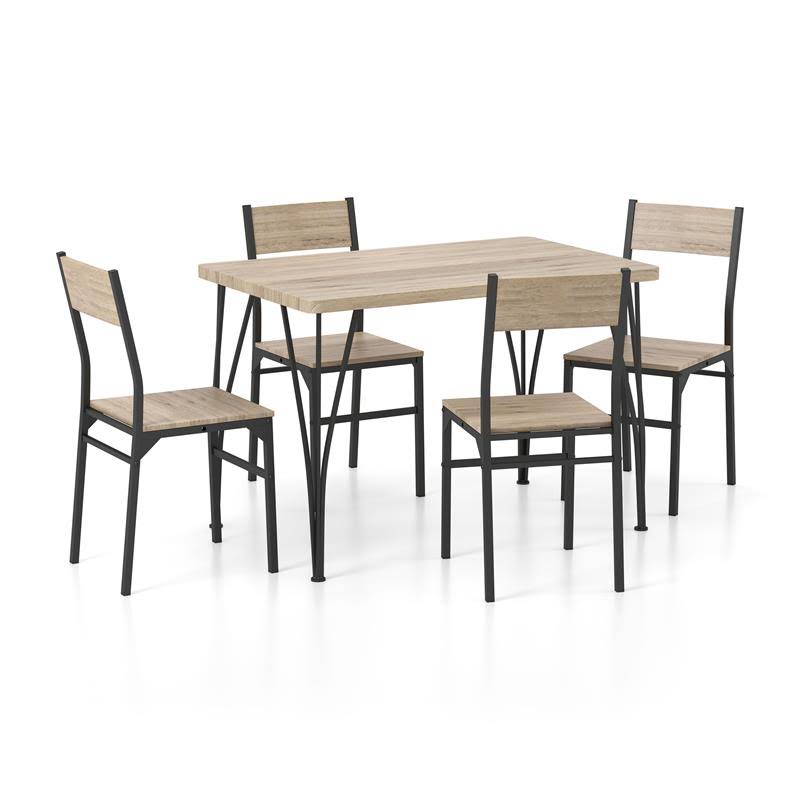 5-Piece Wood Dining Set in Natural Tone and Bronze C255063
