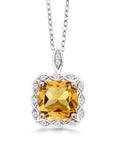925 Sterling Silver Citrine Pendant Necklace with 18 inch Silver Chain X463416