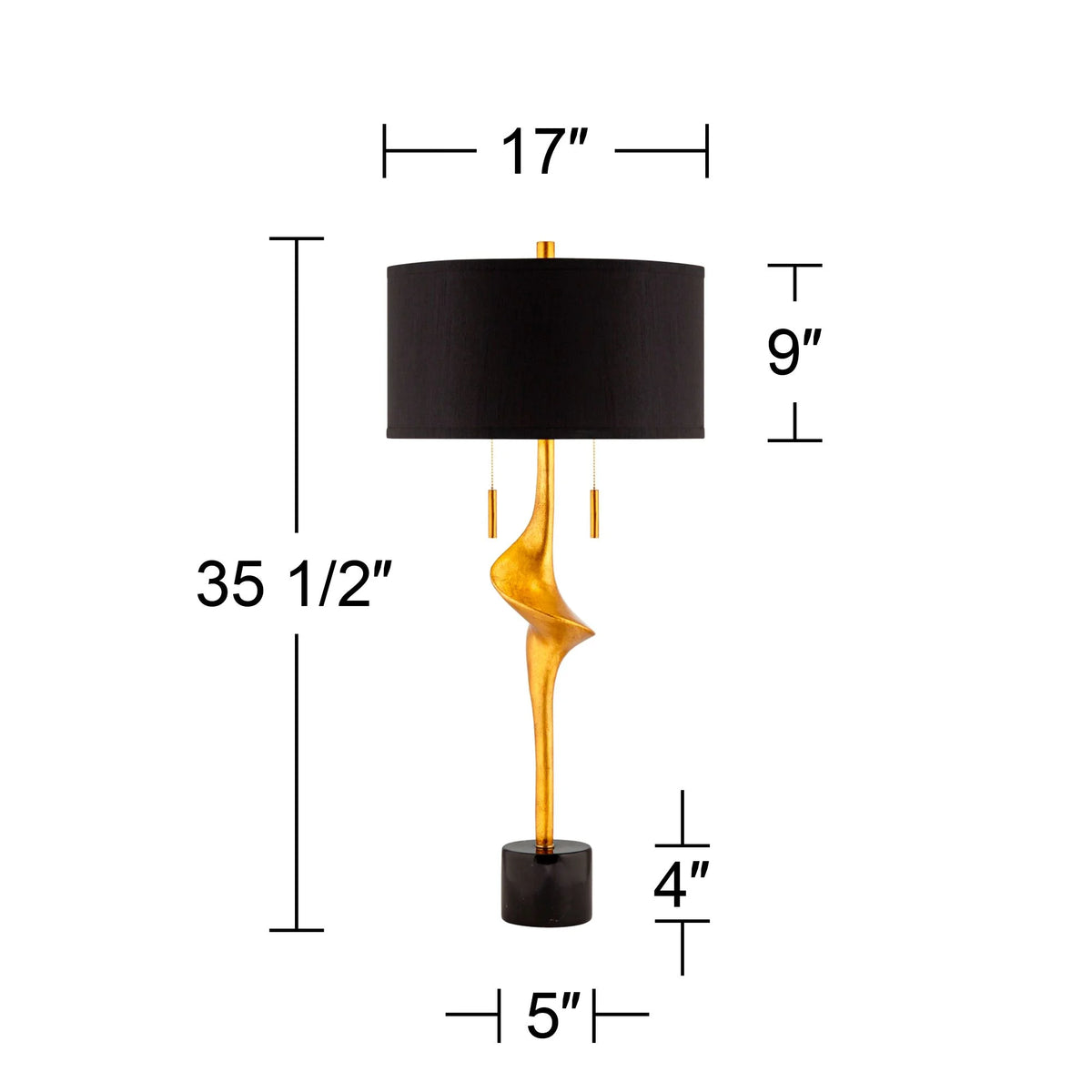 Gold Leaf Table Lamp with Black Drum Shade B58518