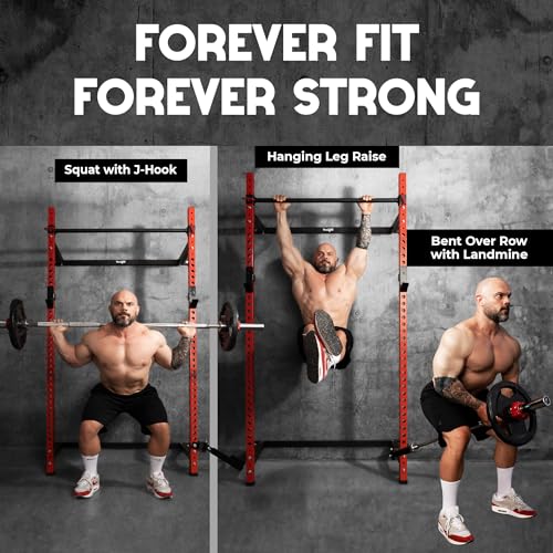 2" x 2" Steel Folding Wall Mounted Squat Rack with Pull-Up Bar O16912
