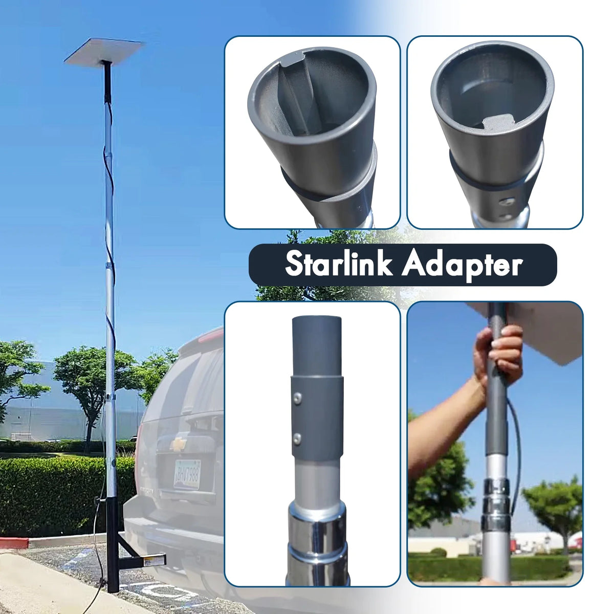 10FT Aluminum Pole with Installed Adapter for Starlink Dish Q80013