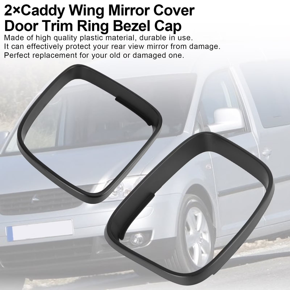 2x Caddy Wing Mirror Cover Door Trim Ring Bezel Cap for VW Transporter T5 E64802