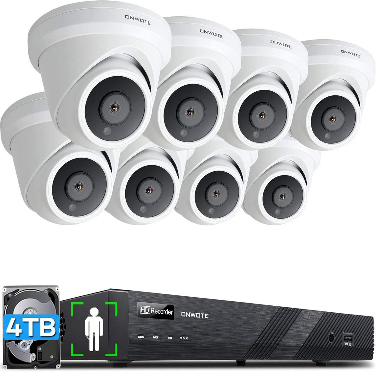 4K Security Camera System 16 Channel, 8 PoE IP Cameras, 16CH NVR 4TB HDD I70880
