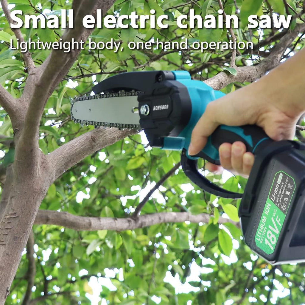 Cordless Mini Chainsaw 6" with 2 Chains 2x 5.0Ah Batteries and Charger W36961
