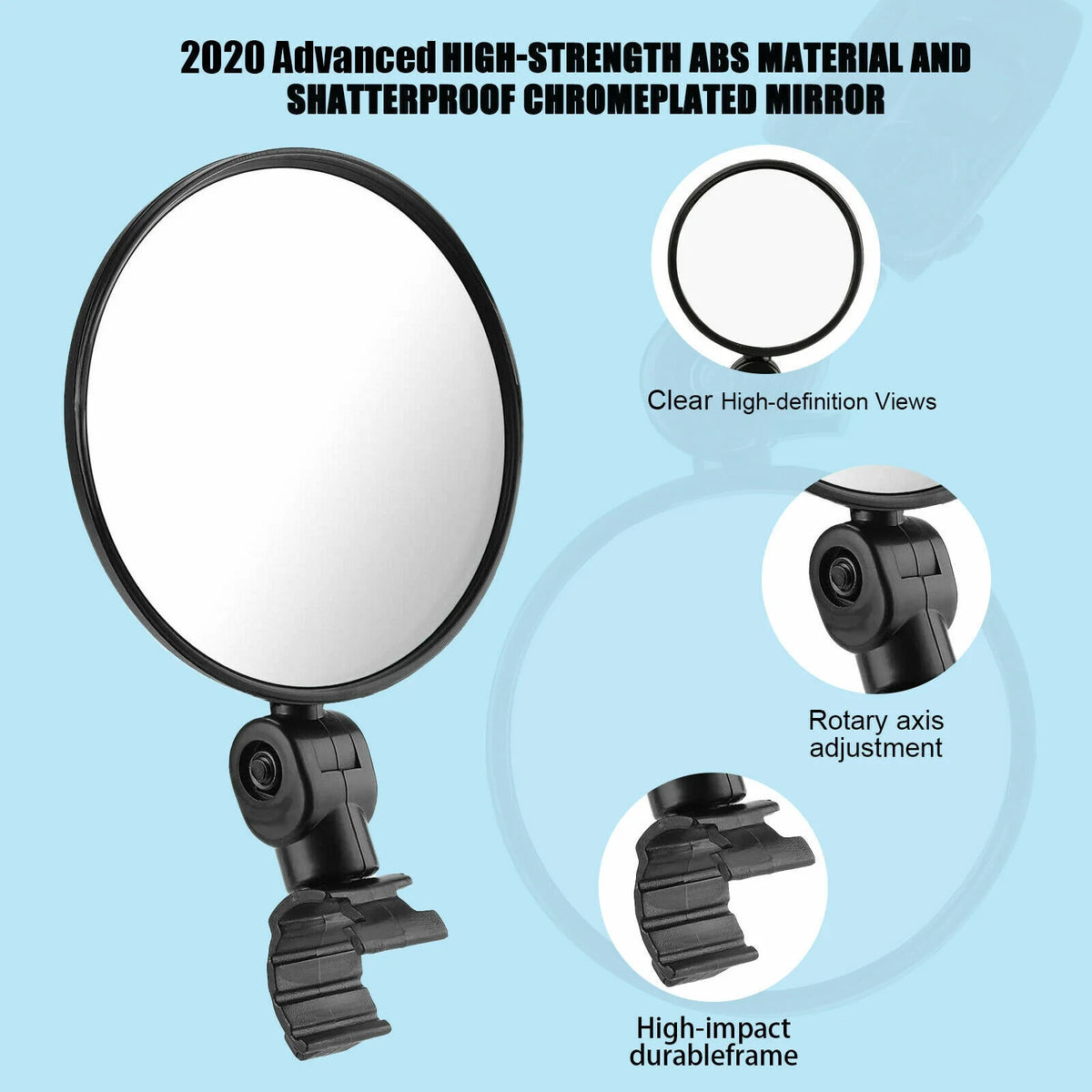 2Pcs Mini Bicycle Rotaty Handlebar Glass Cycling Rear View Mirror V24675