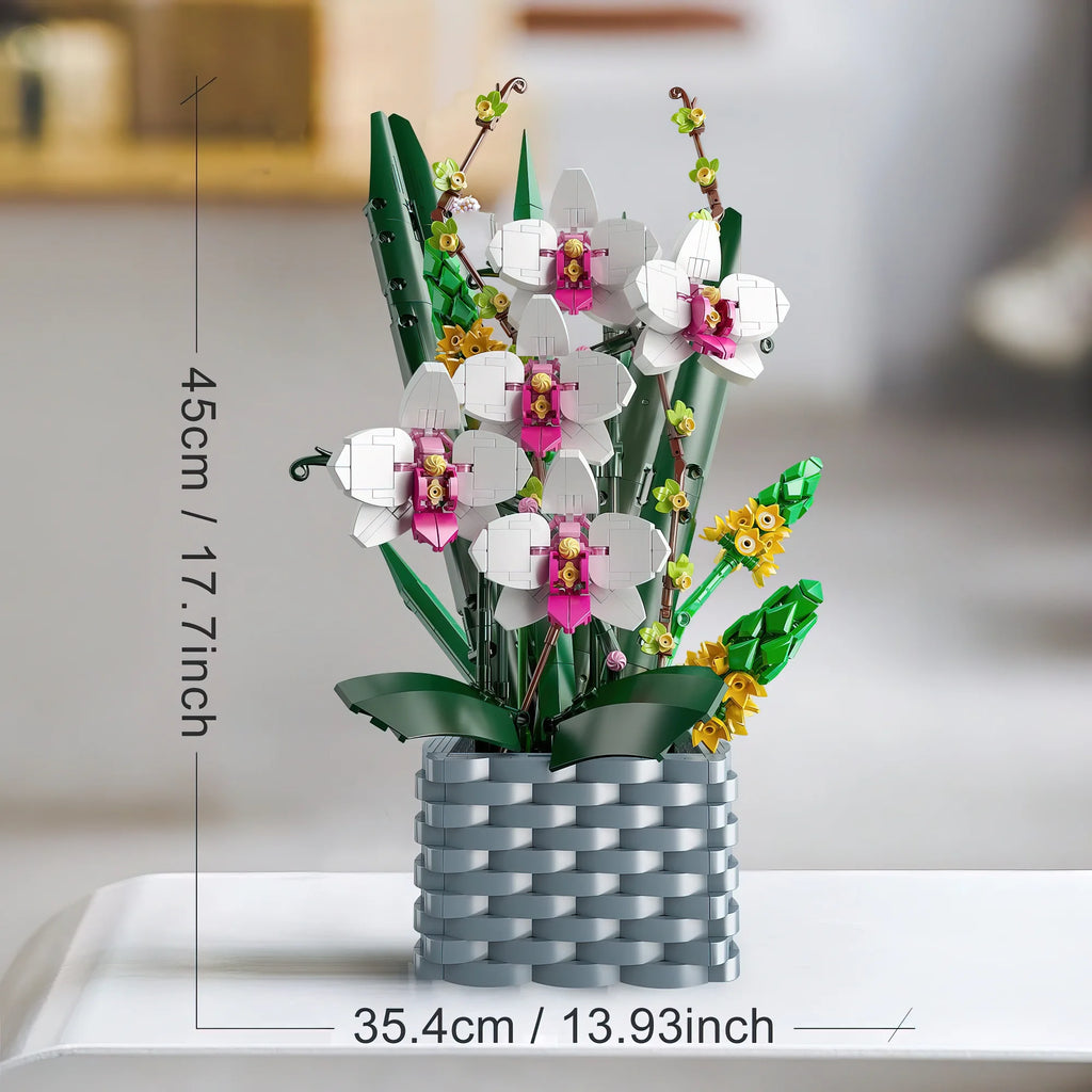 Multi Color Flower Building Block Set Orchid Bouquet Building Kit Toy G44022