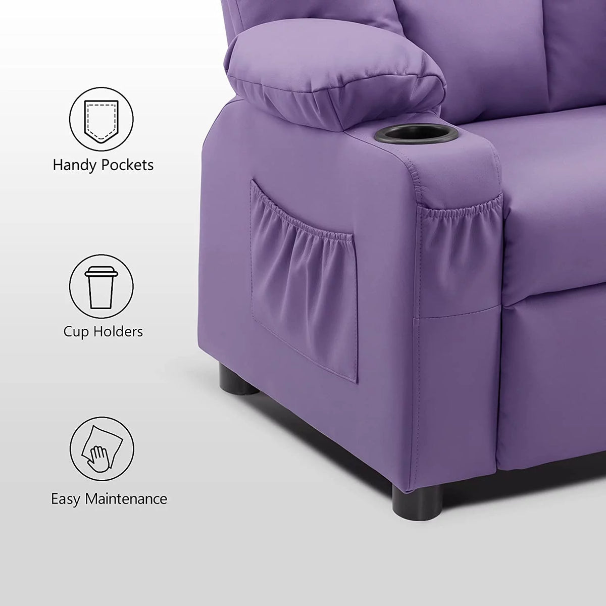 Faux Leather Recliner Chair with Cup Holders N49783