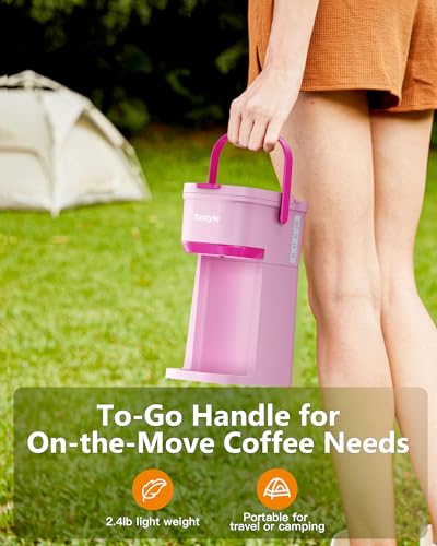 Single Serve Coffee Maker with Portable Handle, 6 to 12 Oz Brew Size, Black and Gold C567