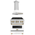 30 In. Dual Fuel Range and Range Hood with White Matte Door J24554