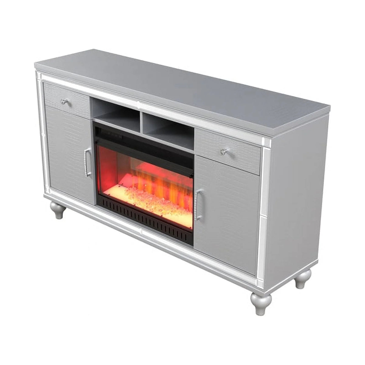 Solid Wood TV Stand With Electric Fireplace D874132