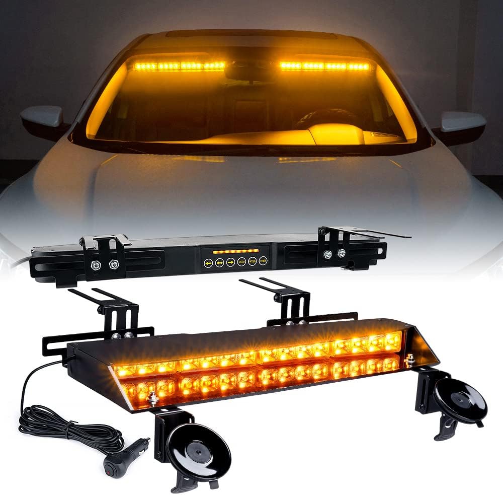Amber LED Visor Strobe Dual Light Bar with Control Panel O681