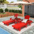 Red 3 Piece Reclining Chaise Lounge with Arms & Side Table S455565