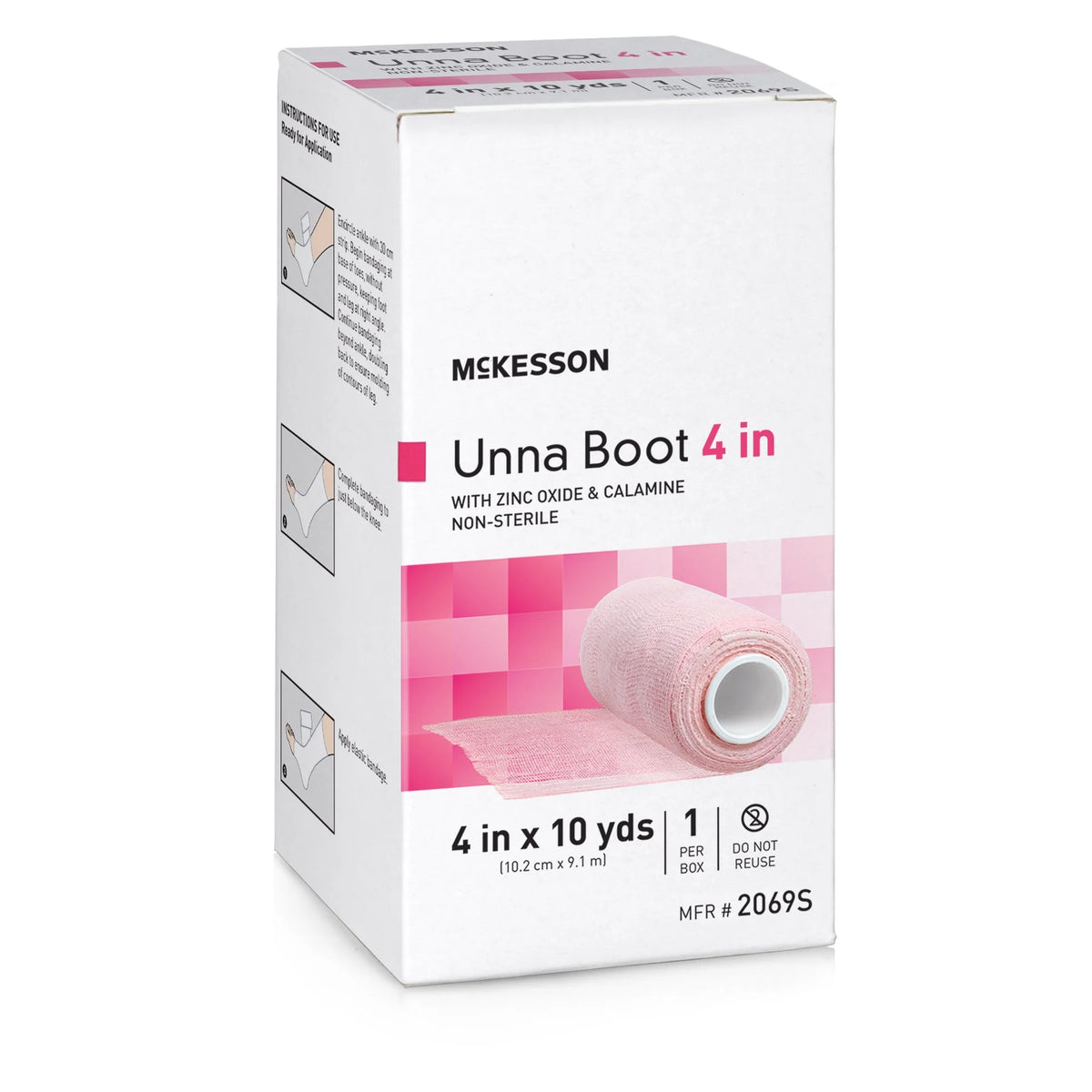Pink 4" x 10 Yd Zinc Oxide Unna Boot 12 Ct W221