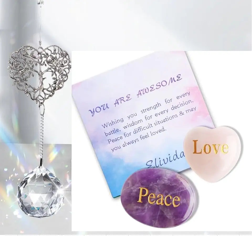 Crystal Ball Rainbow Maker and Healing Crystal Gift Set D88899