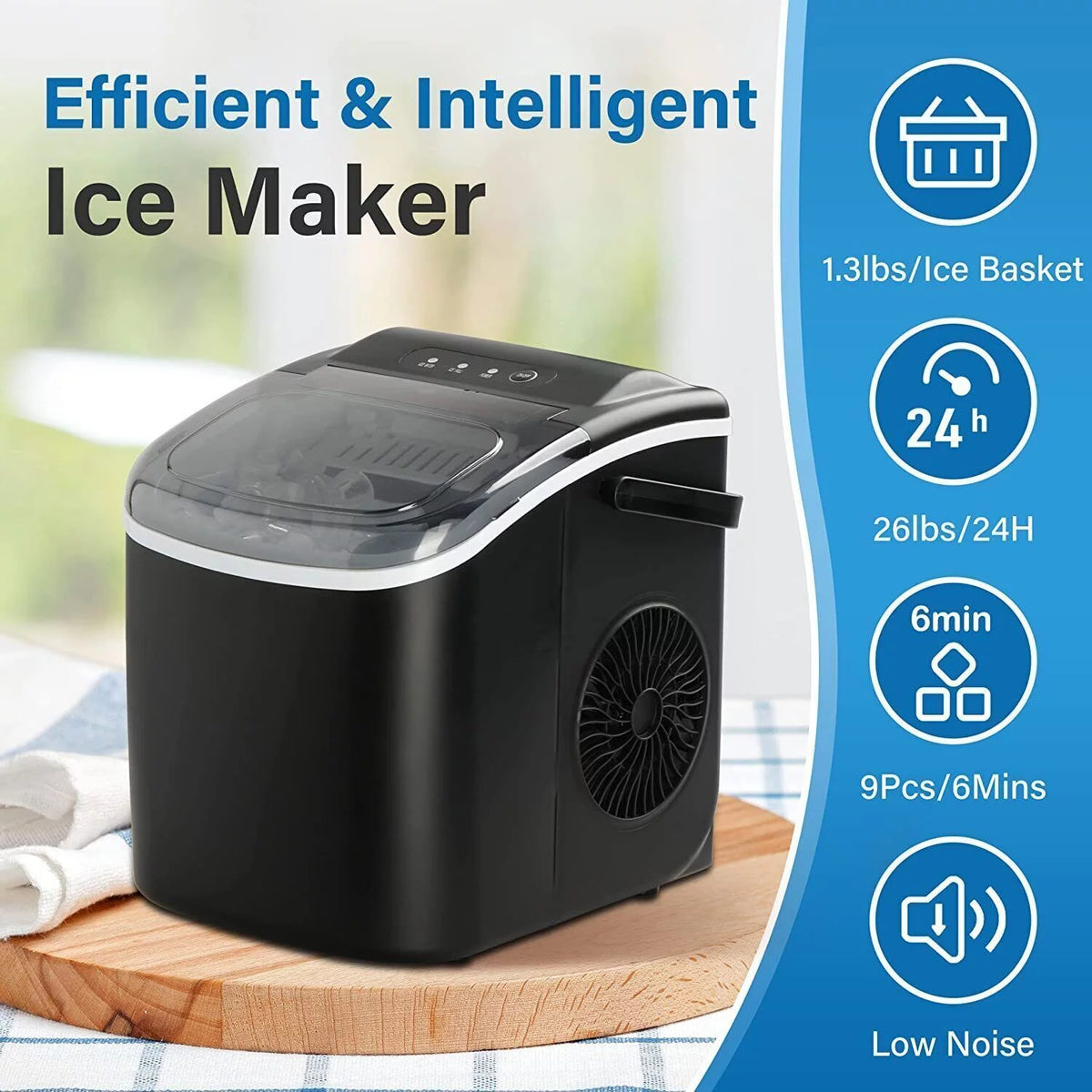Portable Self-Clean Ice Machine with Scoop and Basket K7814
