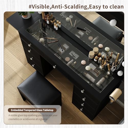 Vanity Desk with Mirror and 9 Drawers T33978
