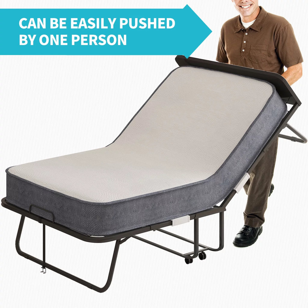 Folding Bed with Memory Foam Mattress and Headboard H11207