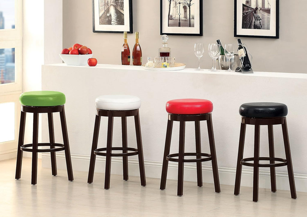 Green Leatherette and Wood Swivel Bar Stool, Set of 2 O45600
