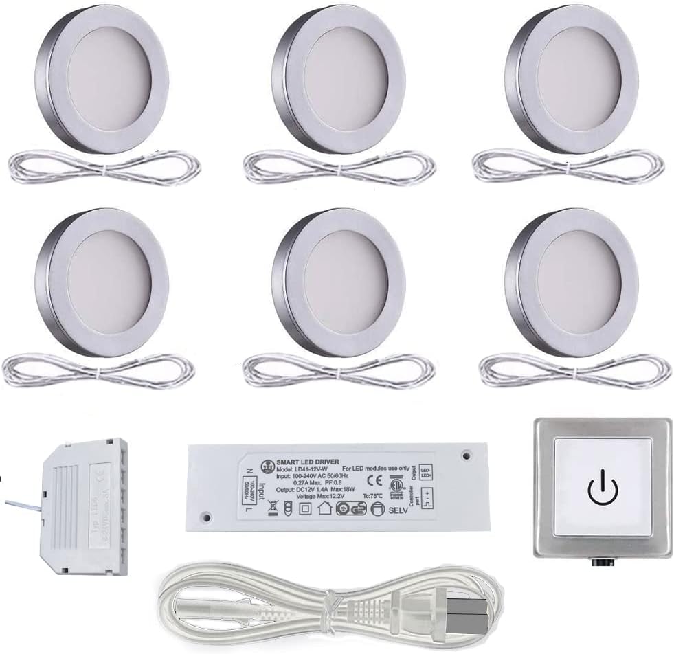 6 Pack Black 12V 2W Puck Light with Wireless Dimmer Switch J903190
