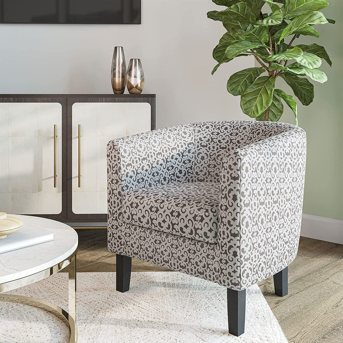 Linen Accent Chair with Plush Cushion G375