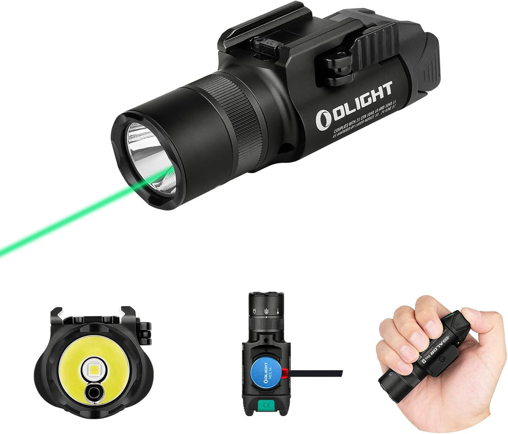 1350 Lumens Magnetic USB Rechargeable Tactical Flashlight with Green Beam and White LED Combo, Rail Mount Weaponlight H236