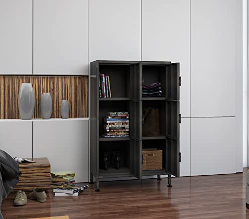 Metal Locker Storage Cabinet with 6 Lockable Doors M3631