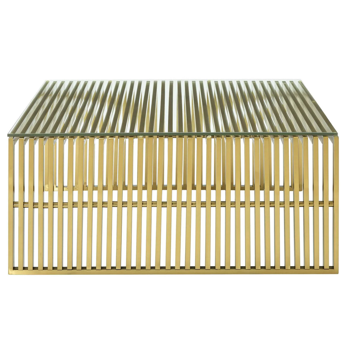 Modern Deco Coffee Table, Metal Steel Stainless Steel Glass, Gold E1038