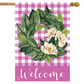 Pink Magnolia Wreath House Flag 28" x 40" A947