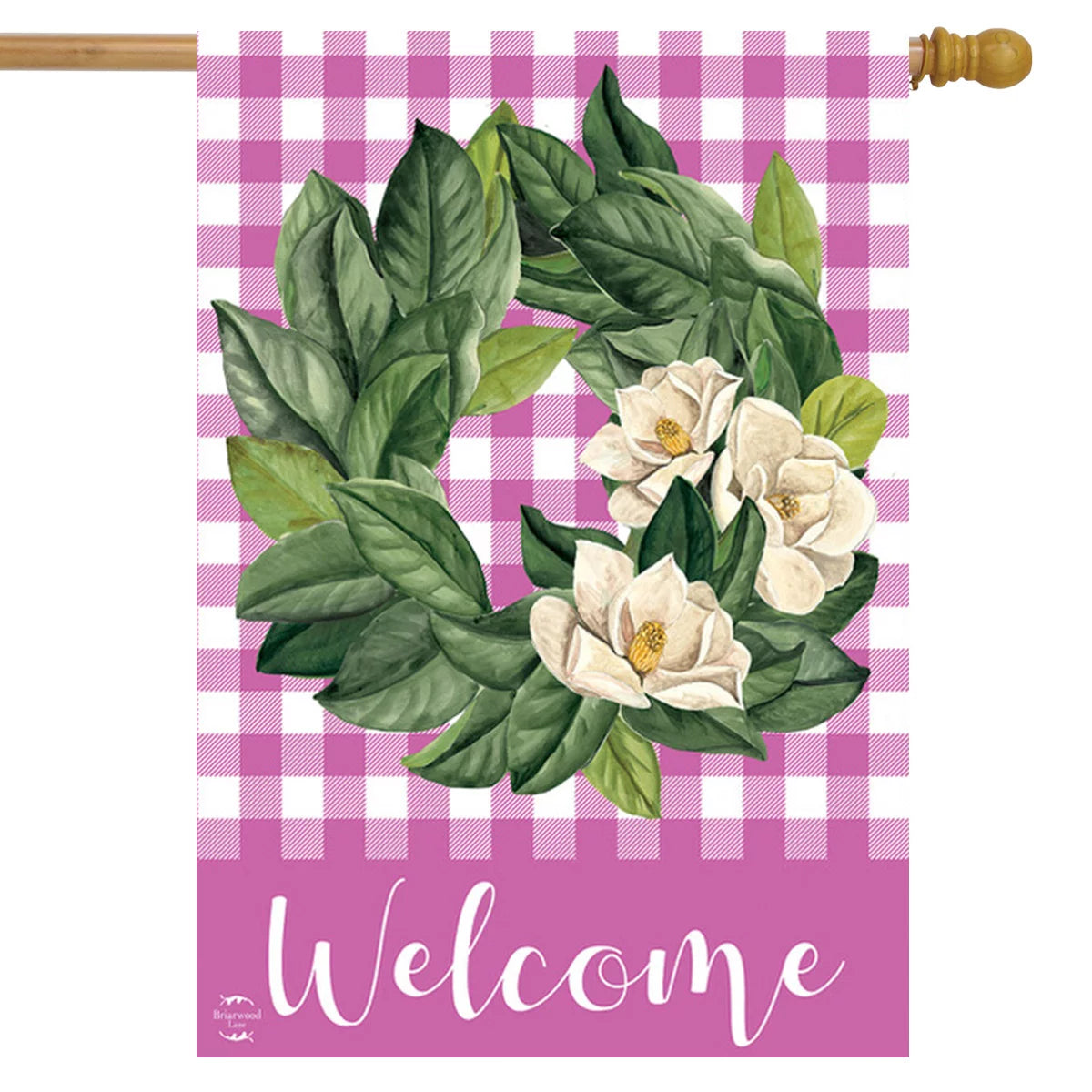 Pink Magnolia Wreath House Flag 28" x 40" A947
