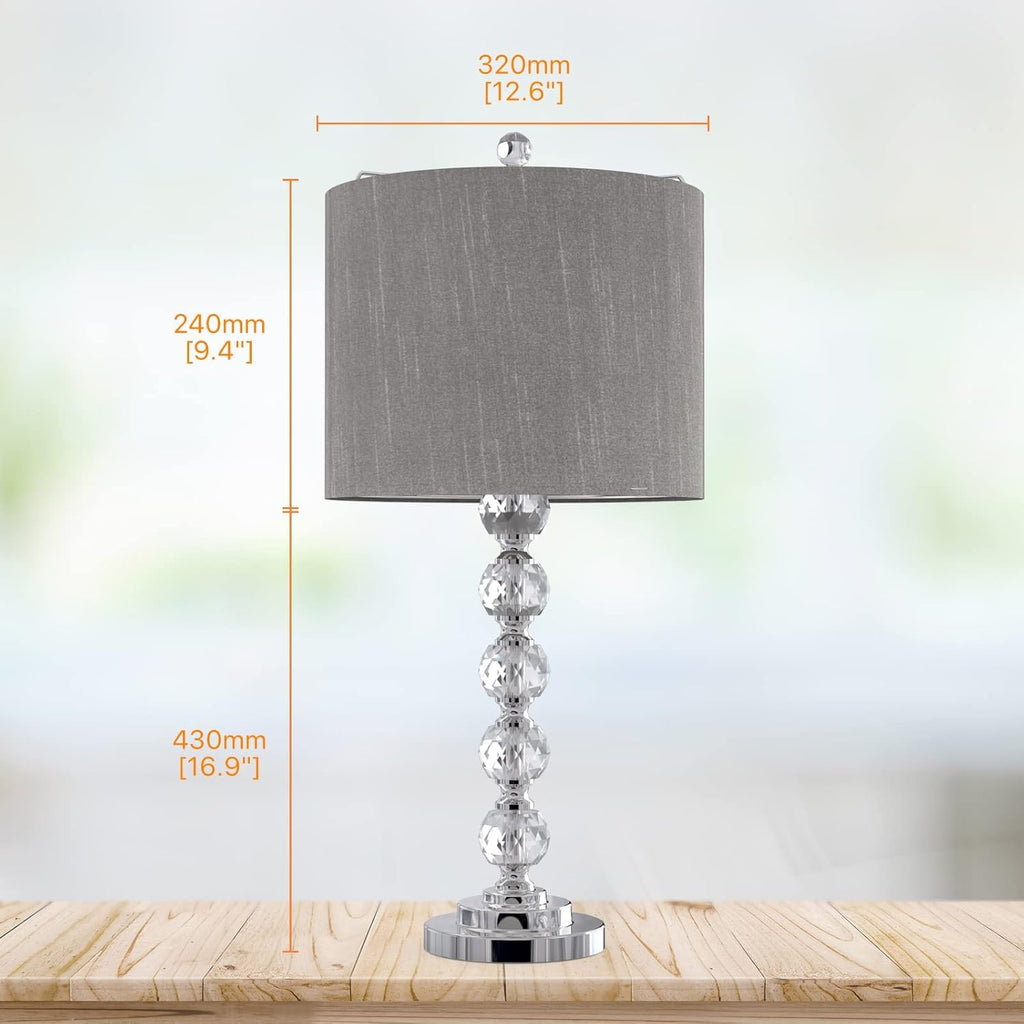 Crystal Linen Drum Shade Table Light Set of 2 A491