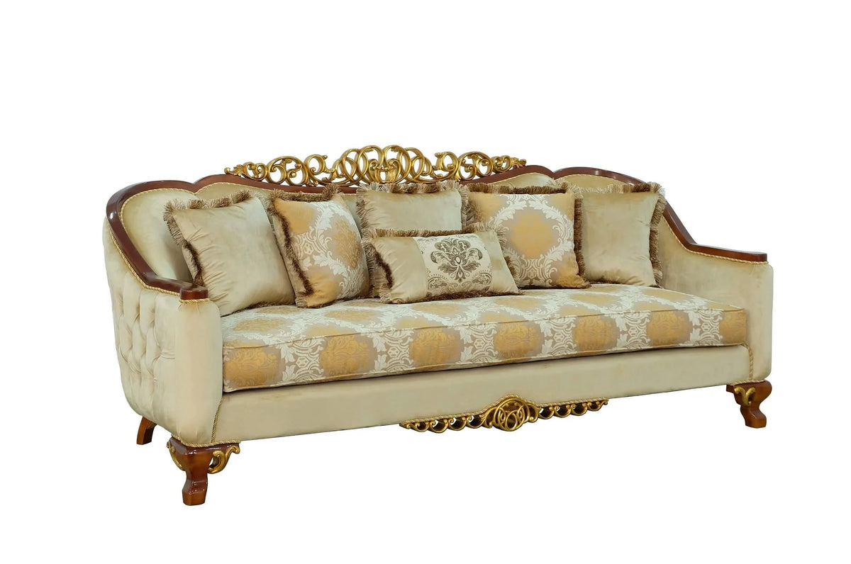 Brown & Gold Wood Trim Sofa U365836