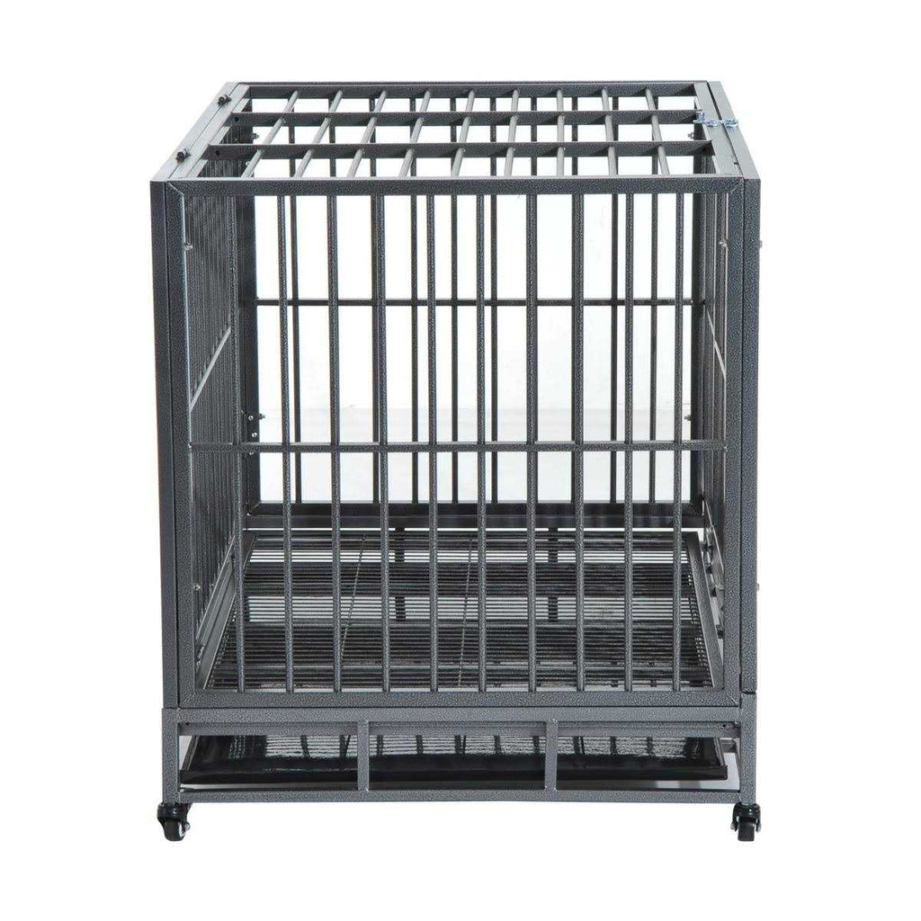 Heavy Duty Dog Crate Metal Cage Kennel with Lockable Wheels G559354