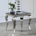 Black and Silver Glass Top End Table U5817