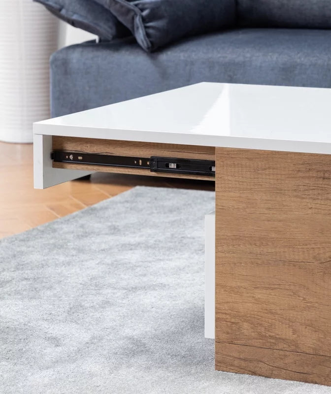Light Brown Wood Coffee Table with 2 Drawers A9804