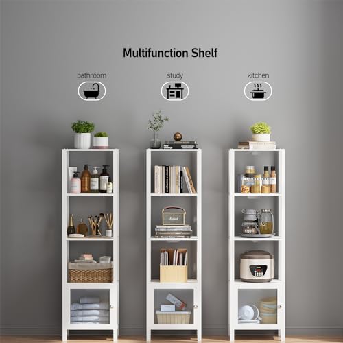 6 Tier Narrow Bookcase with Door T998290
