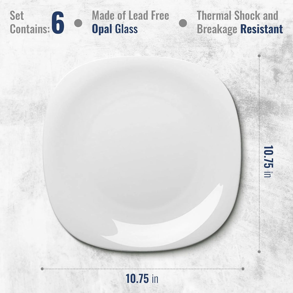 Set of 6 Tempered Opal Glass Dinner Plates G44982