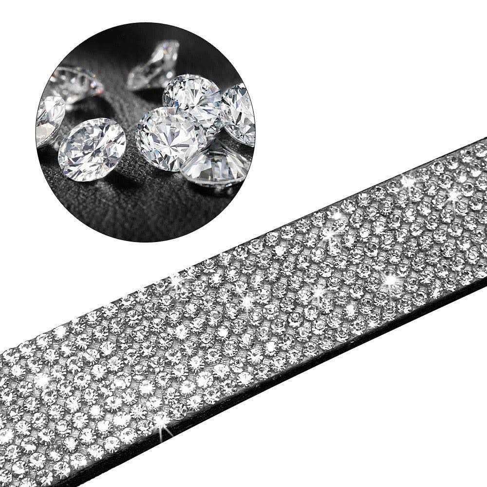 Rhinestone Soft Suede Leather Dog Collar Z490