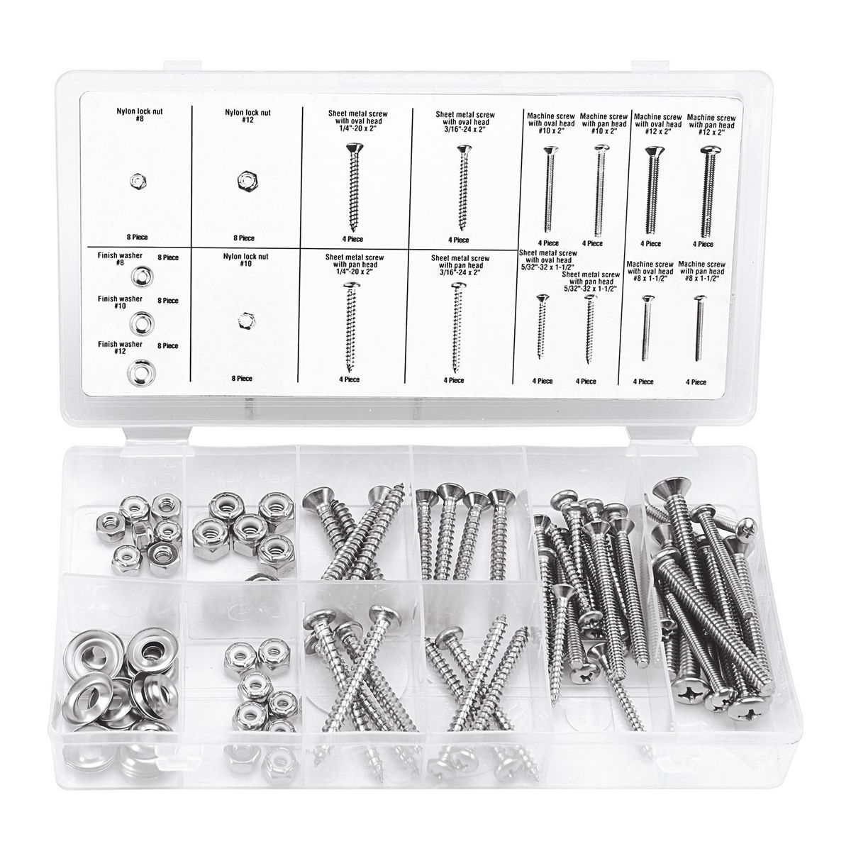 Stainless Steel Screw and Nut Set, 96 Piece V6491