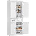 White Kitchen Pantry Cabinet with Doors and Adjustable Shelves X190629