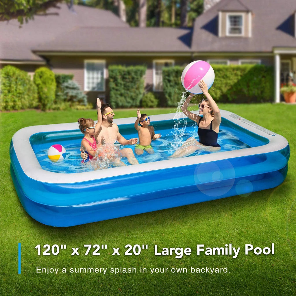 Inflatable Swimming Pool 120" X72" X20" Family Swim Center I772