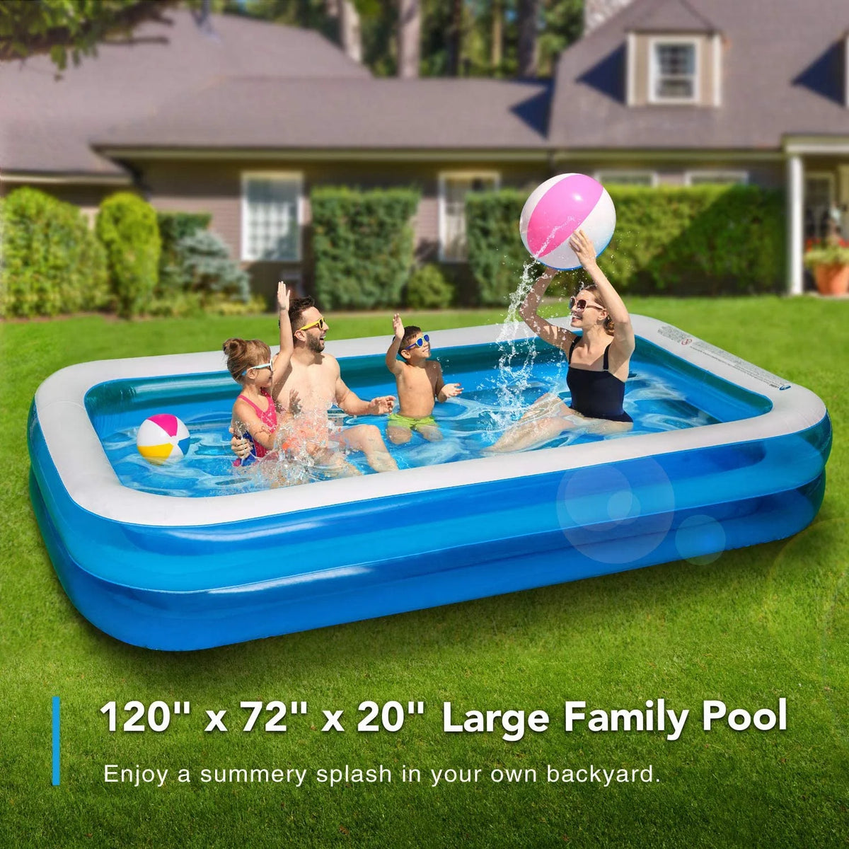 Inflatable Swimming Pool 120" X72" X20" Family Swim Center I772