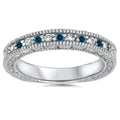 1/4ct Blue & White Diamond Vintage Wedding Ring 14K White Gold G63078