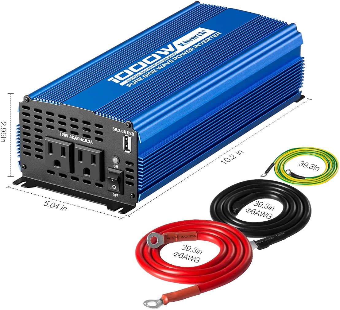3000W Power Inverter DC12V to 110V AC Car Inverter with 4AC Outlets 2USB Port Y232706