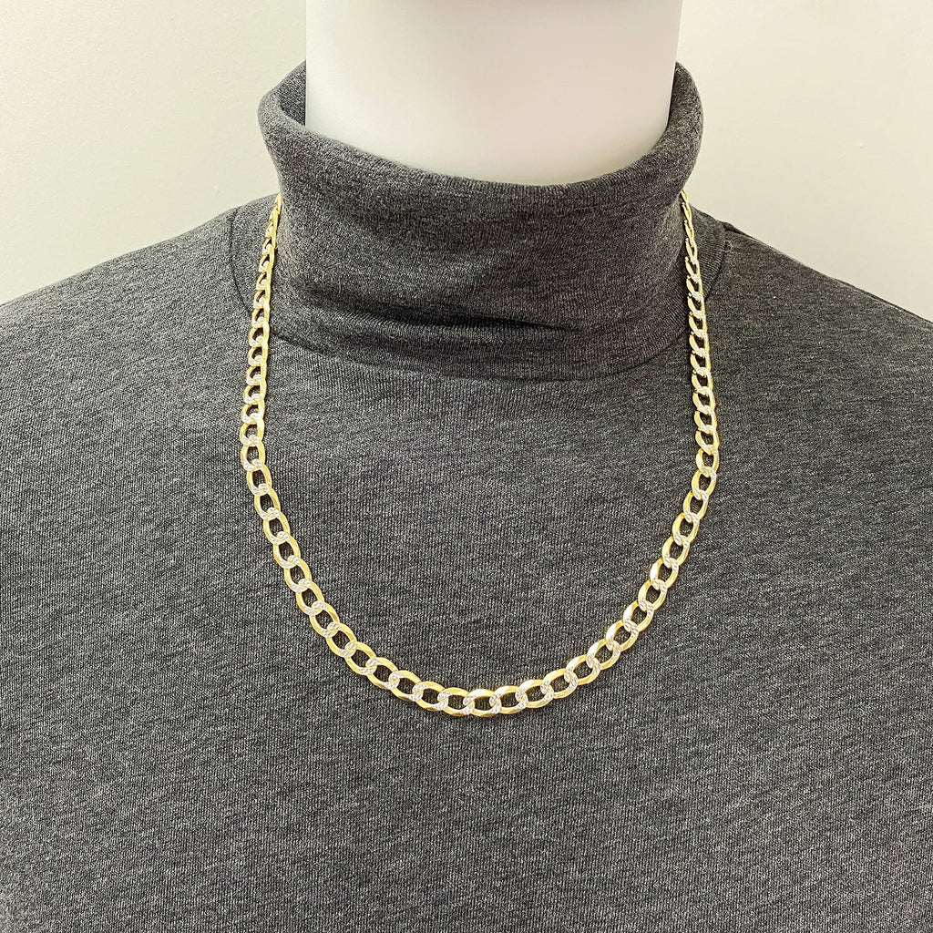 18K Gold Over Silver Diamond-Cut Cuban Chain Necklace 20"-26" V12046
