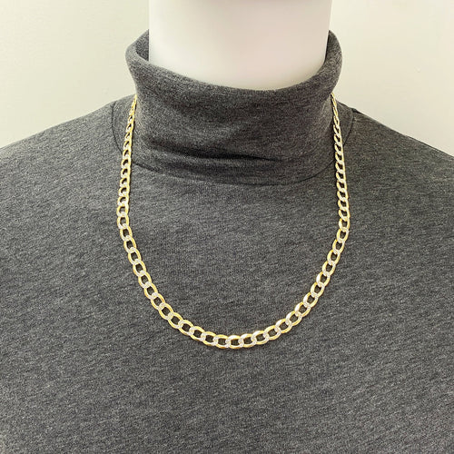 18K Gold Over Silver Diamond-Cut Cuban Chain Necklace 20"-26" V12046