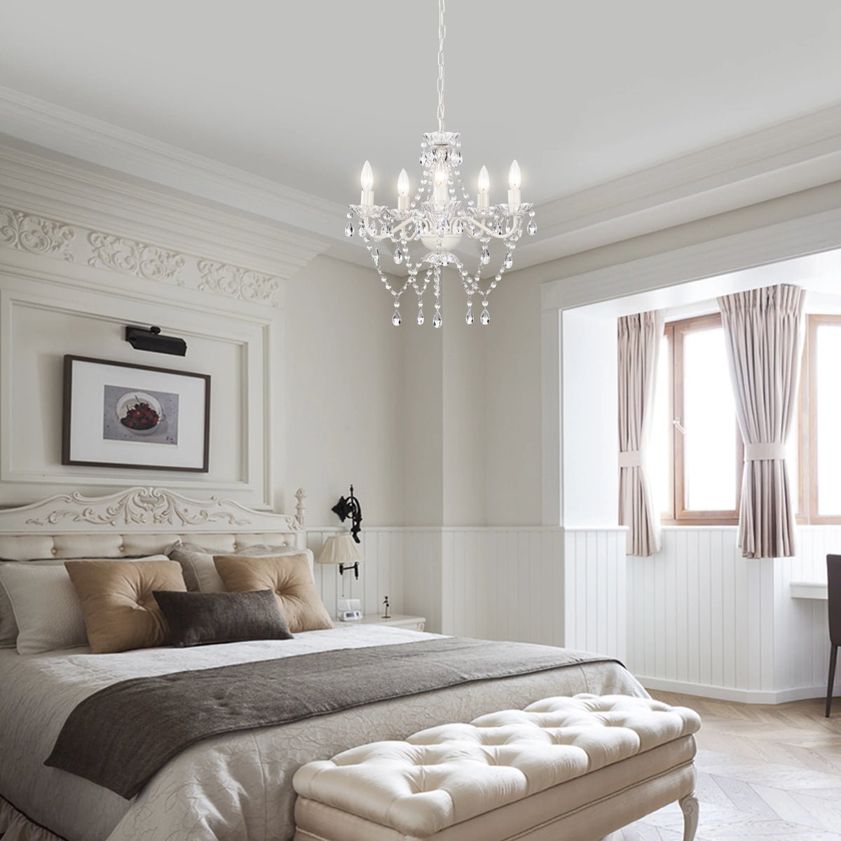 White 5-Light Mini Crystal Chandelier H56089