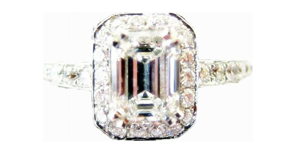 Emerald Shape Diamond and Round Diamond Engagement Ring N5481