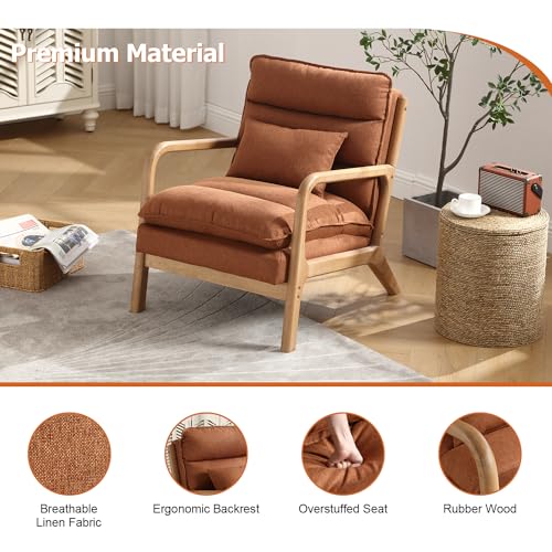 Green Upholstered Accent Chair with Wood Frame Q594
