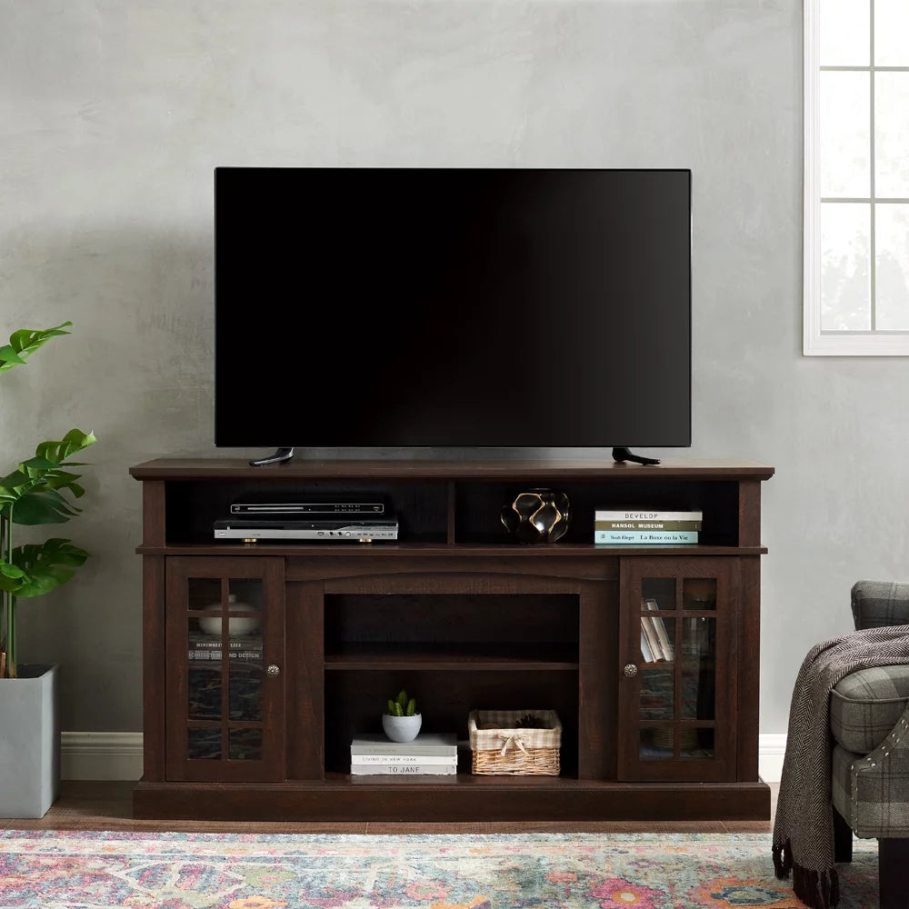 Espresso TV Stand with Storage and Cabinet D3781