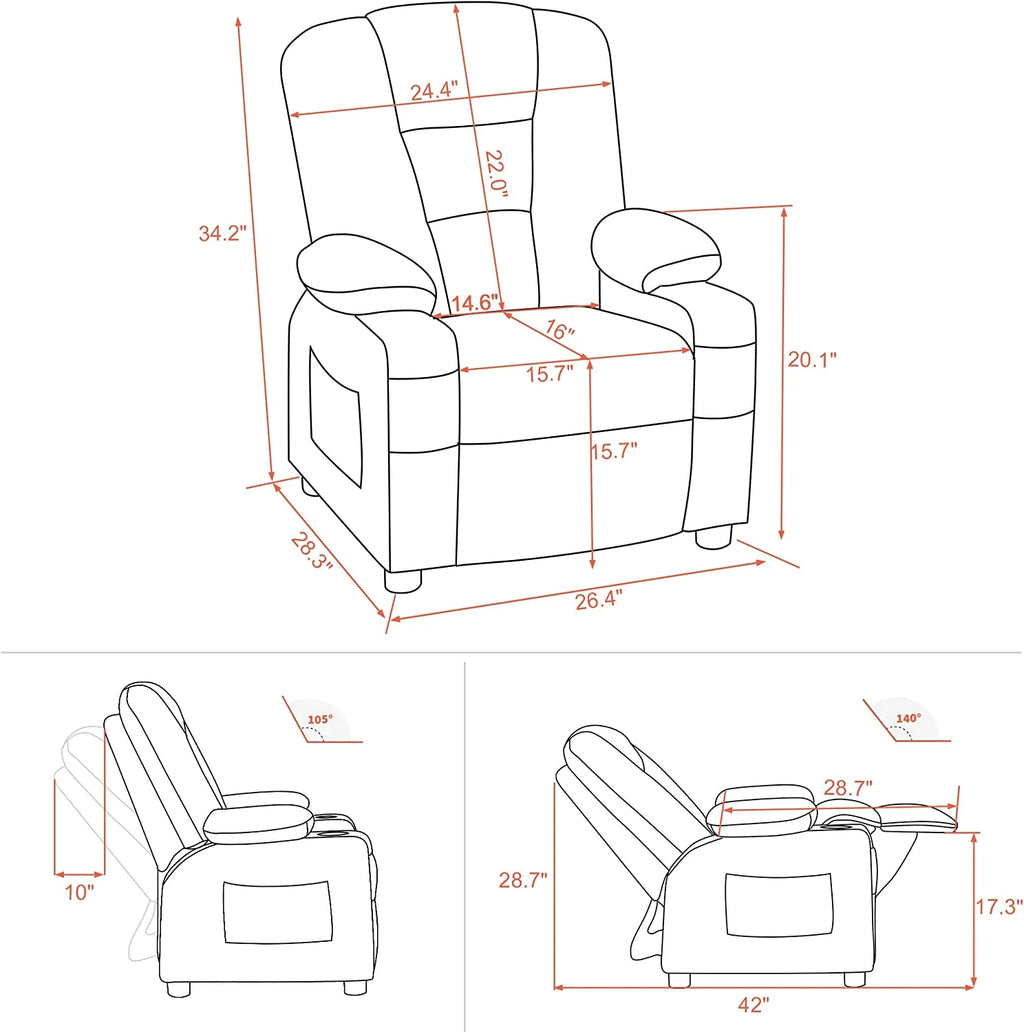 Faux Leather Recliner Chair with Cup Holders N49783